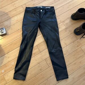 Guess Los Angeles Power Skinny Low Faux Leather Pants Black Size 28